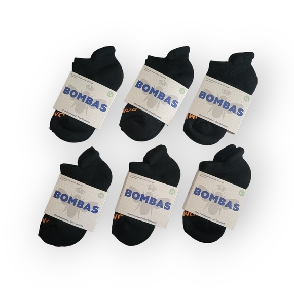 6x BOMBAS Ankle Sock Tech Unisex XS Solid Black Honeycomb Arch Support Fit Youth - Picture 3 of 9
